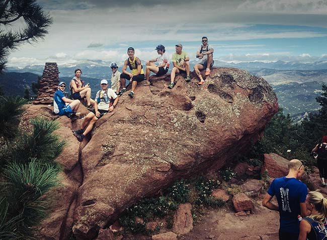 Rock climbing at A-Lodge in Boulder, Colorado