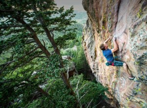 Rock climbing at A-Lodge in Boulder, Colorado