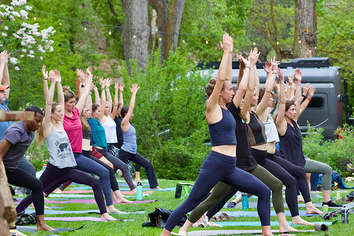 Outdoor yoga retreat in Boulder