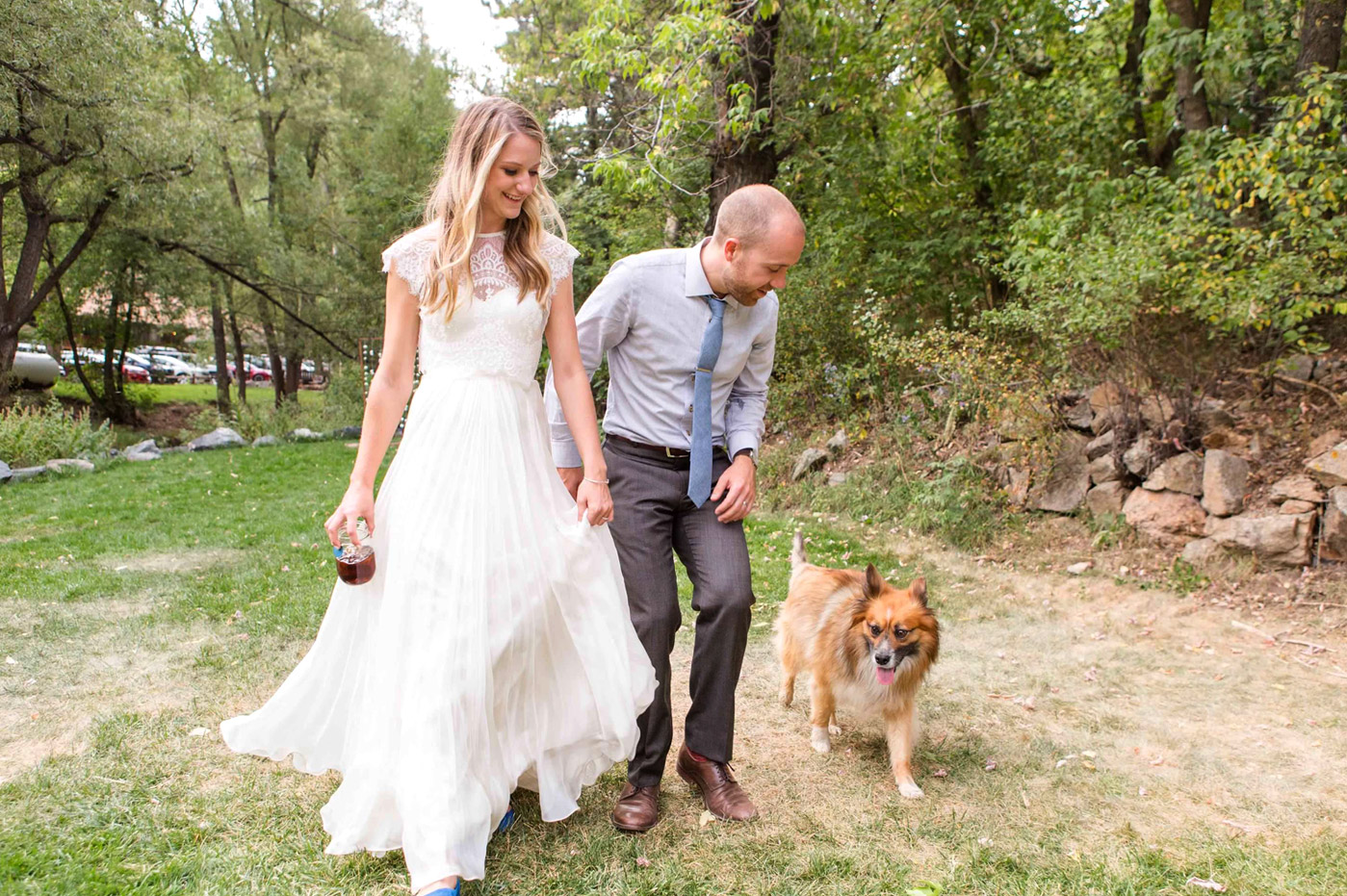 Married couple with their dog during their elopement