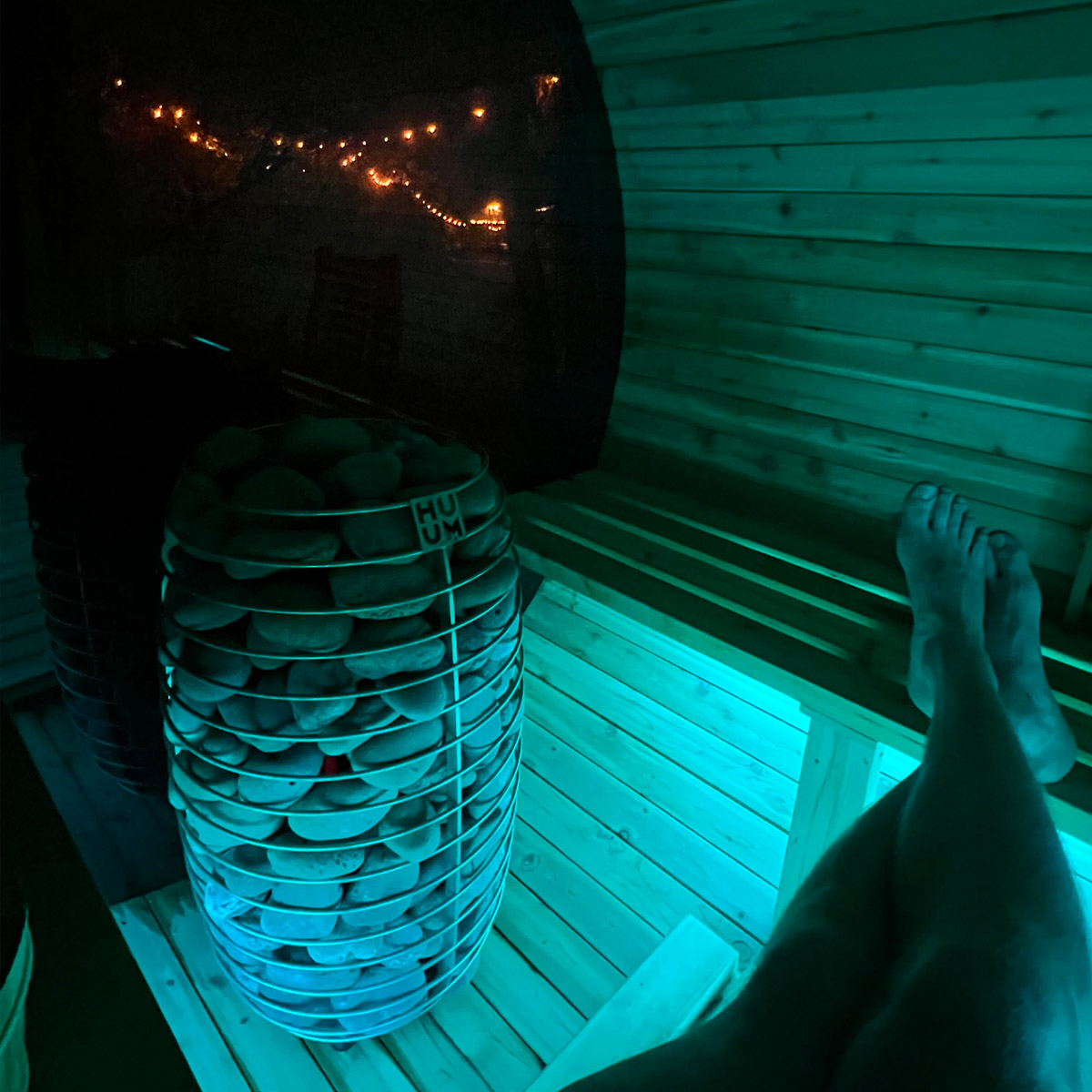 Man relaxing in Boulder hotel sauna