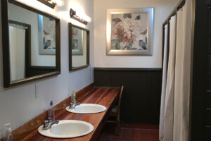 Bath house at the A-Lodge cabin rental and campground near Monarch, Colorado