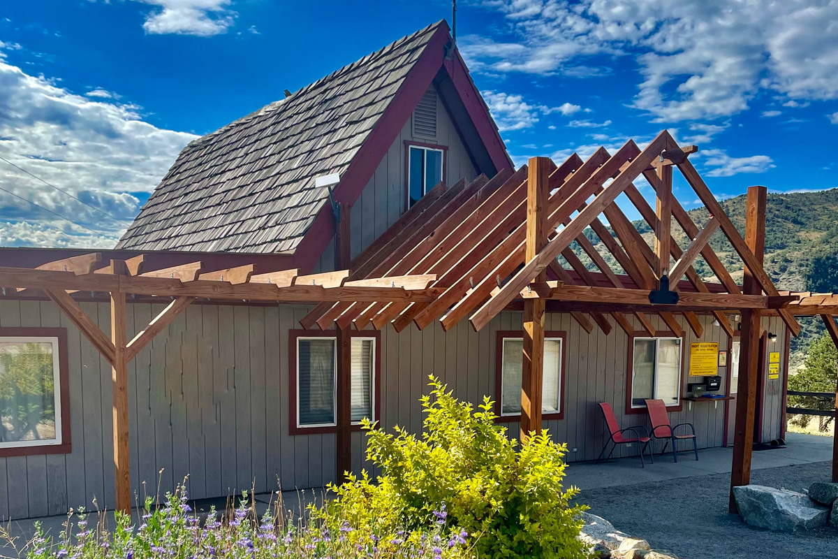 Front office and store of the A-lodge campground, cabin rental and RV Park outside Salida Colorado