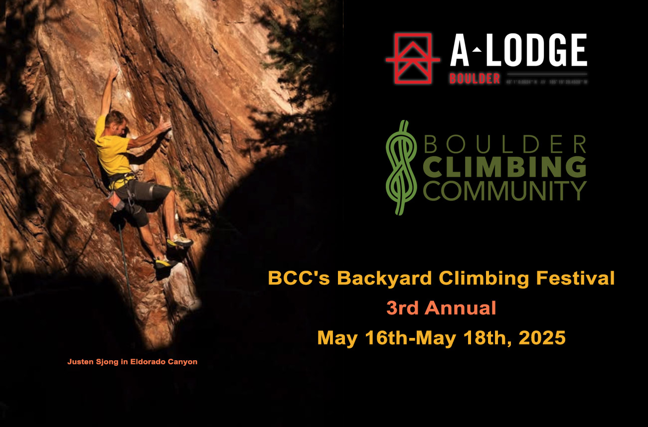 Brochure for A-Lodge and Boulder Climbing Community Backyard Climbing Festival