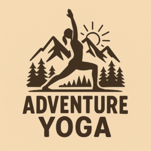 Adventure Yoga Graphic of woman practicing yoga outdoors in the mountains