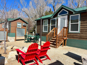 Front entrance of a cabin for rent in Salida at the A-Lodge