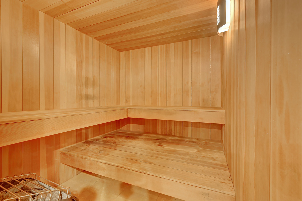 Sauna in master bath at the A-Chalet home for rent in Boulder, CO