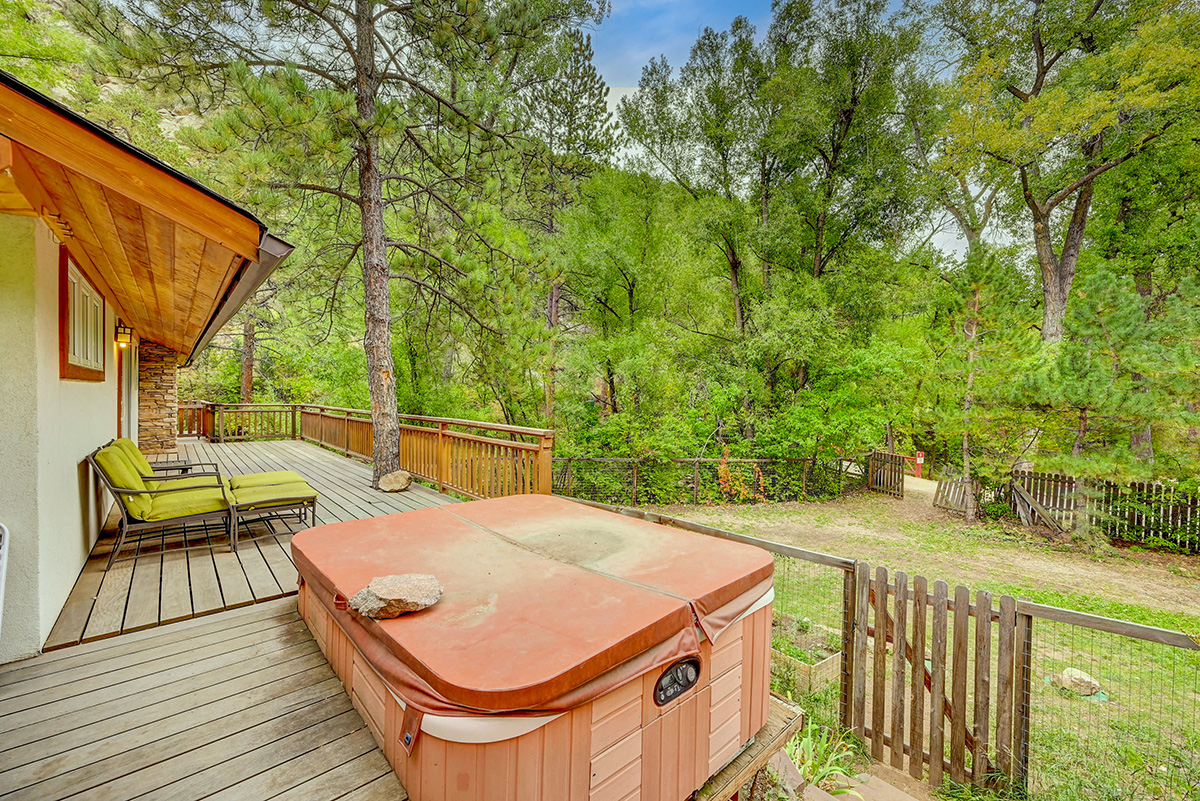 Hot tub at the A-Chalet home rental on the grounds of the A-Lodge hotel in Boulder