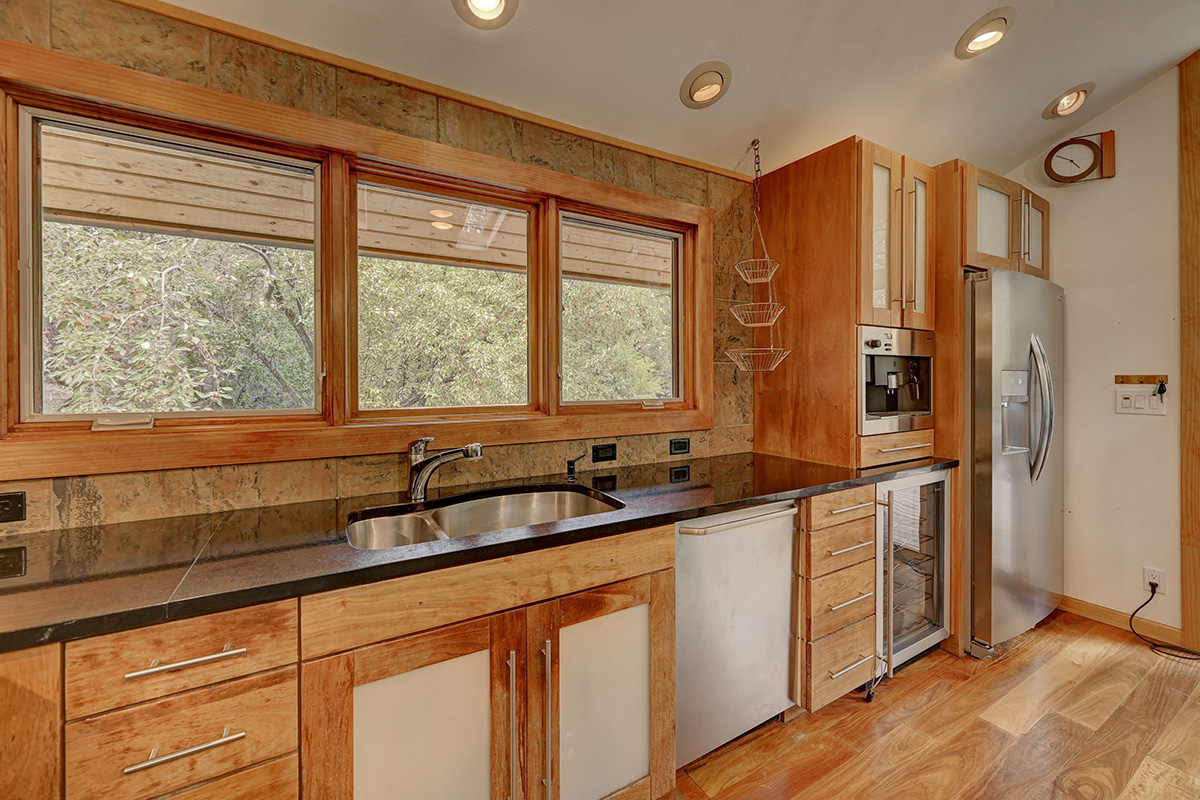Refrigerator and wine fridge in the A-Chalet house for rent in Boulder