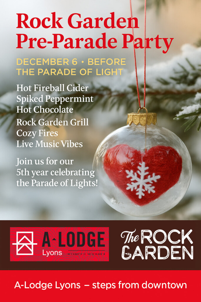 Pre Party for the holiday parade in Lyons Colorado at the Rock Garden