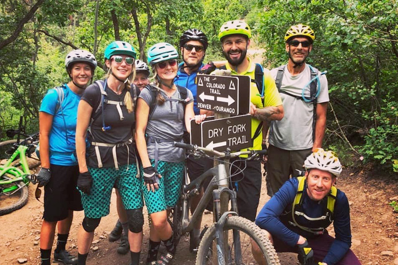 Mountain biking adventure near Boulder Colorado during destination wedding weekend at A-Lodge