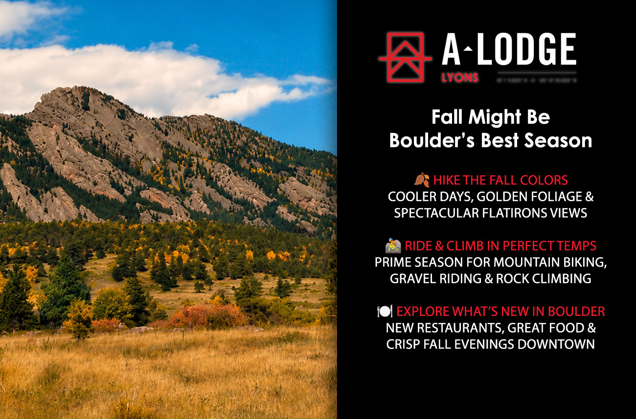 Visit Boulder Colorado in the fall for great temps, good hiking and beautiful fall foliage